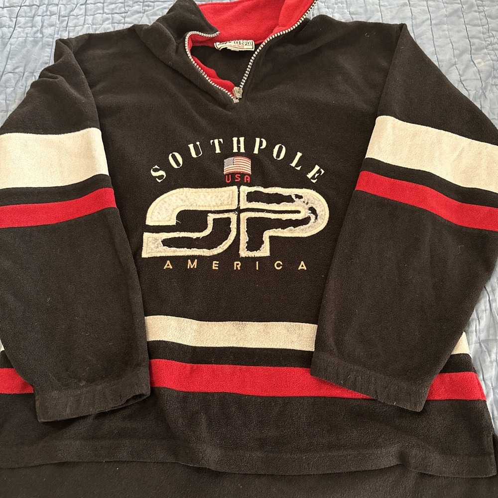 Mens Southpole pullover Fleece 1/4 front zip sewn XL Y2K Skaters
